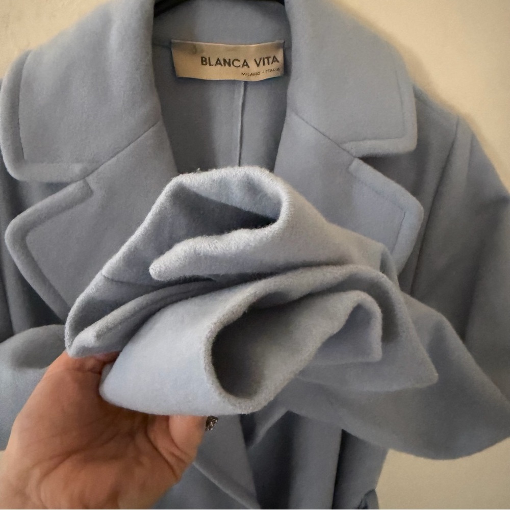Blanca Vita Wool Blend Calistea Wrap Coat | Light Blue - Picture 3 of 11